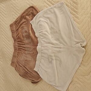 Juicy Couture Rhinestone Embellished Velour Shorts in Mauve and White Lot of 2